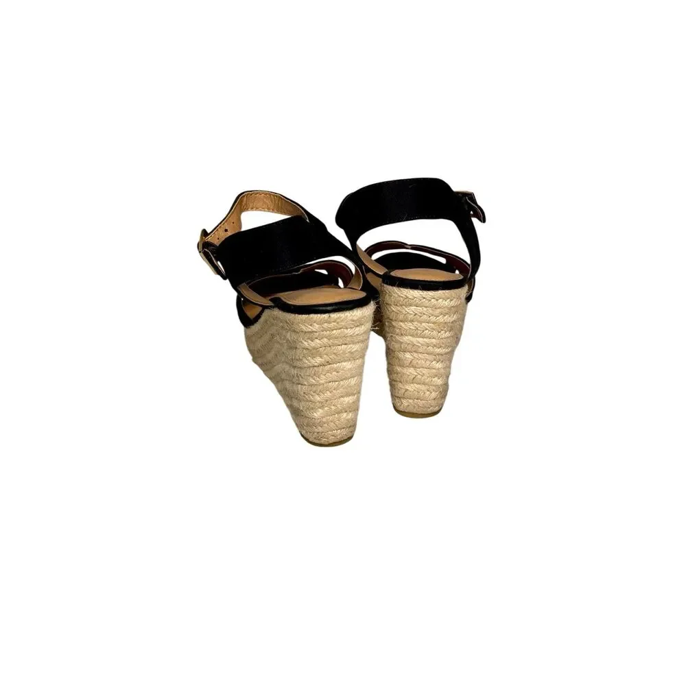 American Eagle black espadrille wedge sandals size 7
